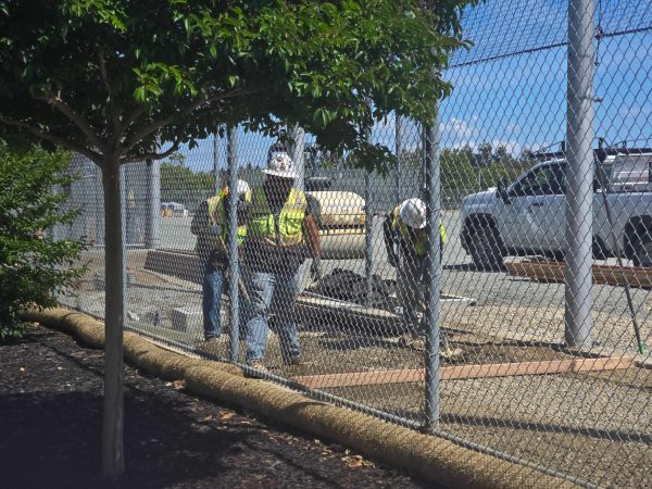 Construction workers make progress on the demolition phase of lower field renovations, removing existing turf infrastructure. Photo | Ethan Yang