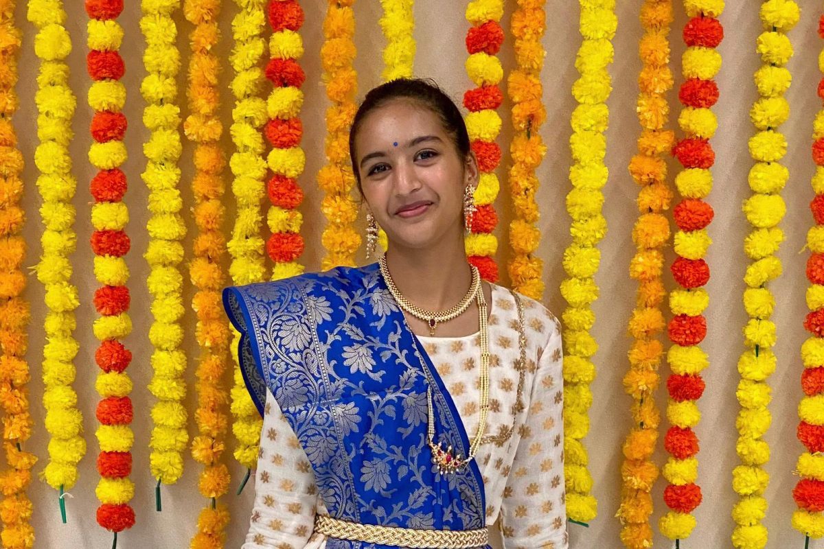 Palekar poses in her dance atire following a performance. | Photo courtesy of Saailey Palekar | Used with permission
