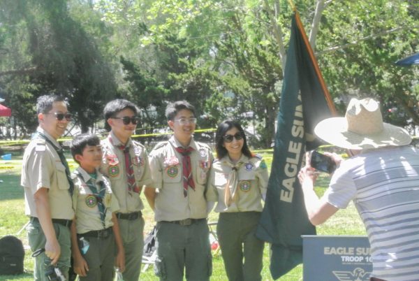 A group of Scouts and scoutmasters gather for a photo. Photo | Suhana Mahabal