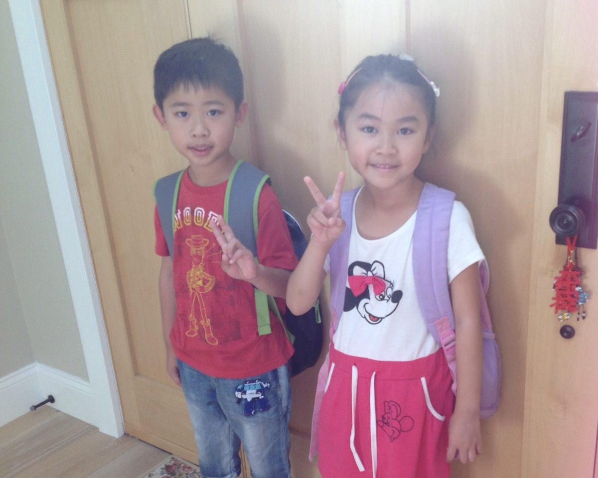 Leo and Lora posing for the camera before our first day of kindergarten. Photo by Lisa Wu | Used with permission