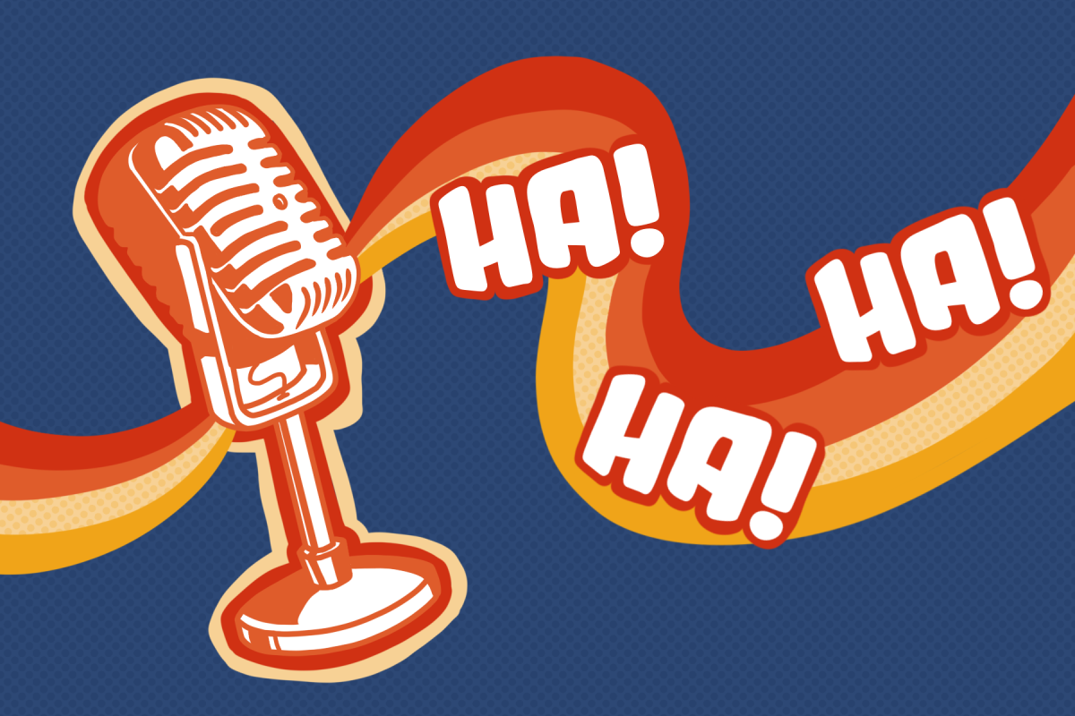 Senior Aaryan Sharma's podcast "The Joke's On Us" is focused on the intersection between humor and social justice. Graphic | Jillian Ju