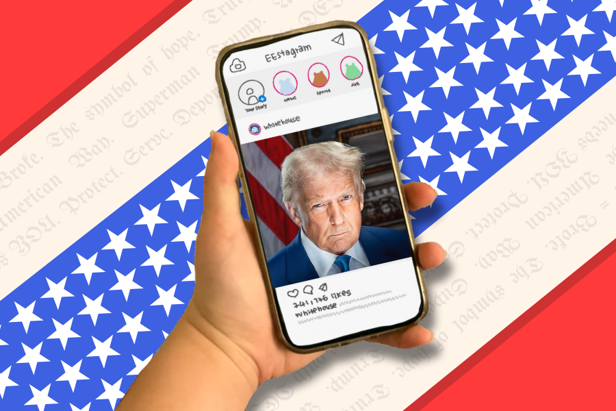 President Trump has used Instagram as a way to connect with constituents during his second presidential term. Photo Illustration | Kate Yang