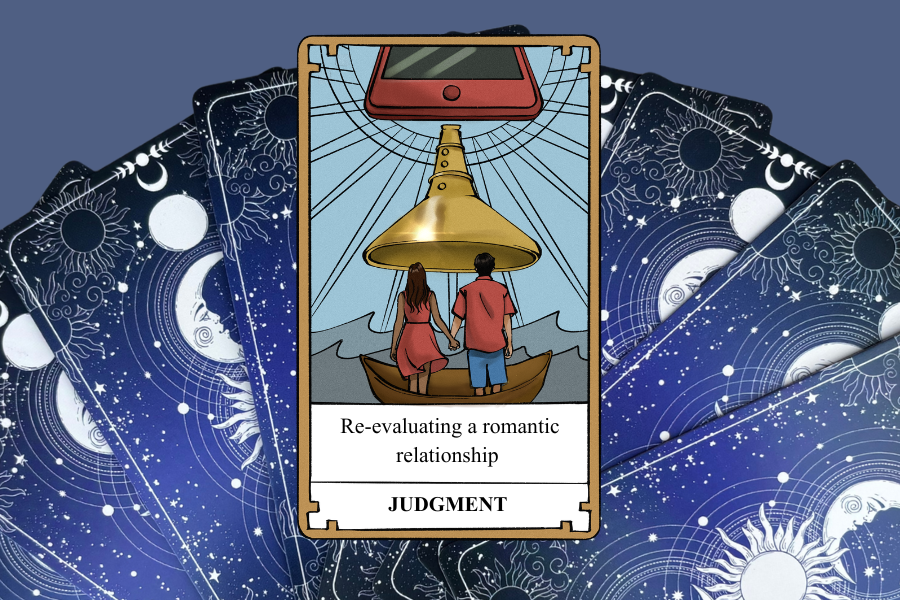 The "Judgment" tarot card represents accountability, self-reflection and re-evaluating a romantic relationship to transform past patterns. Graphics | Ellie   Wang and Asha Wojciechowski