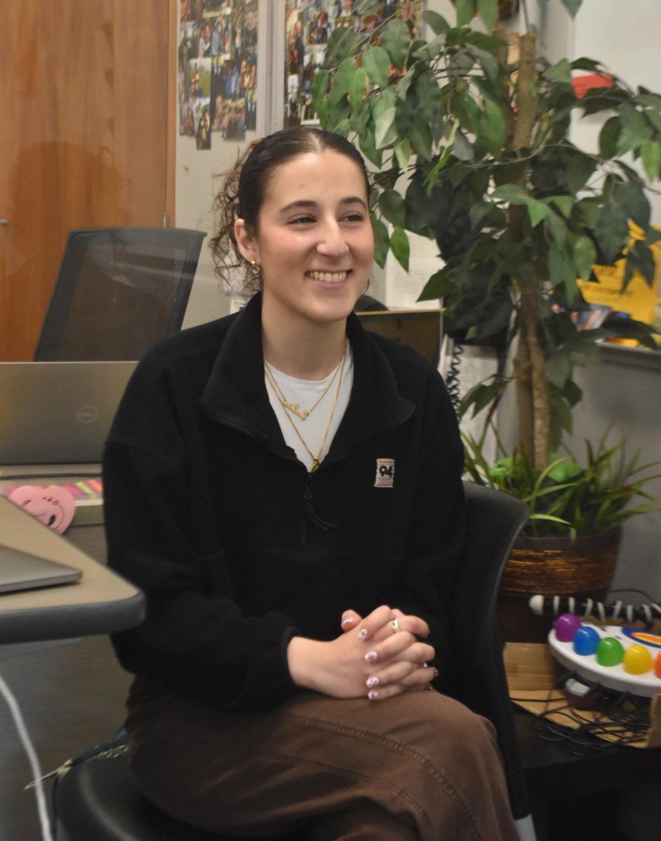 Leilani Gabriel sits in Scott Victorine's classroom, where she was first inspired to become a teacher. Photo | Stella Petzova