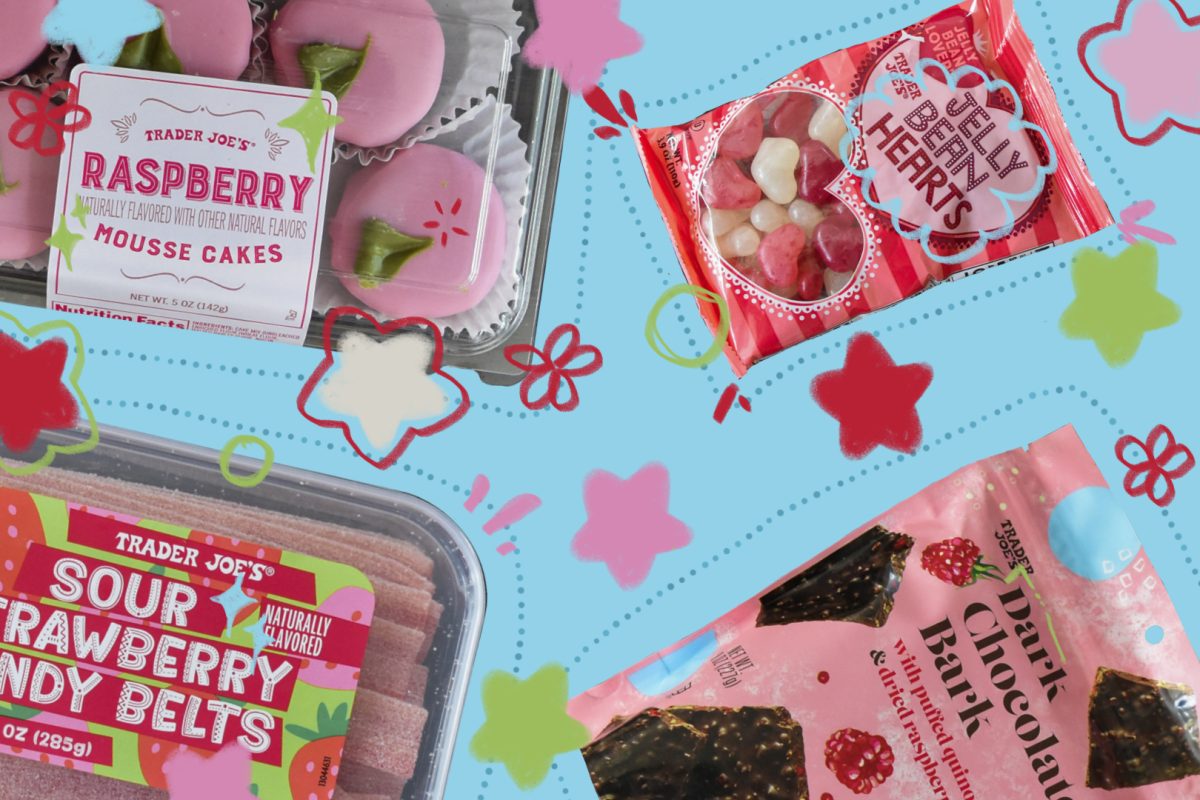The Trader Joe's February lineup features an array of raspberry and strawberry flavored desserts. Photo illustration | Isabelle Kok