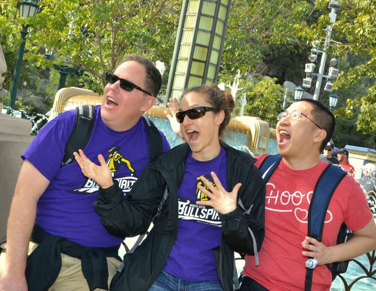 Mr. White poses for a photo while bonding on a leadership trip with former leadership adviser Jenna Smith and former financial tech Calvin Wong.  Photo courtesy of Mike White | Used with permission 