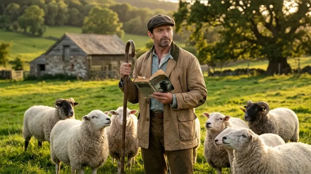 George the shepherd frequently reads murder mysteries to his beloved flock of sheep, giving them the base knowledge to eventually solve his own murder. Photo courtesy of Amazon MGM Studios
