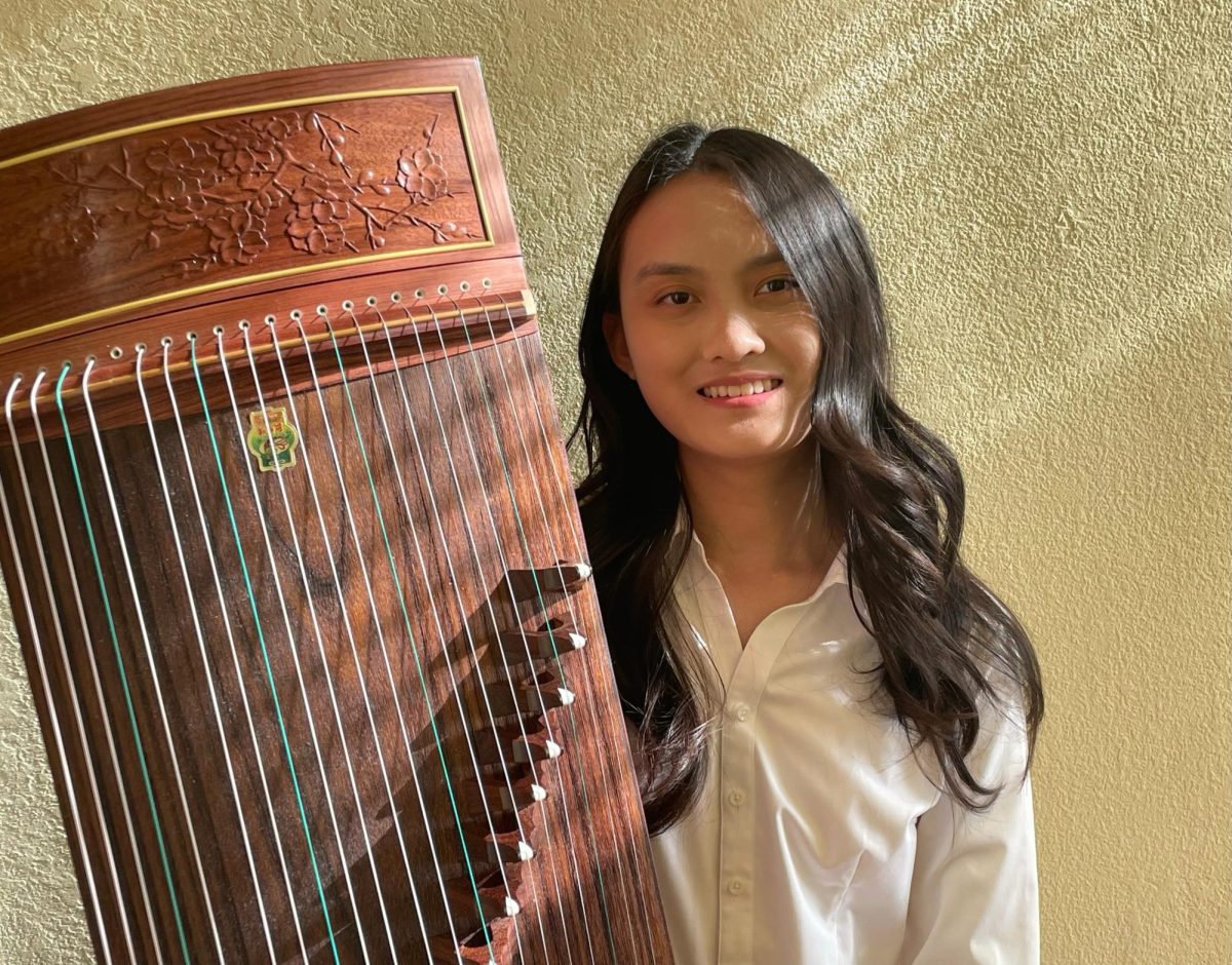 Senior Lindsey Niu has had this guzheng for 3 years. This guzheng is currently missing a string as Niu broke it during while practice. Photo courtesy of Lindsey Niu | Used with permission