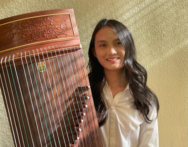 Senior Lindsey Niu has had this guzheng for 3 years. This guzheng is currently missing a string as Niu broke it during while practice. Photo courtesy of Lindsey Niu | Used with permission